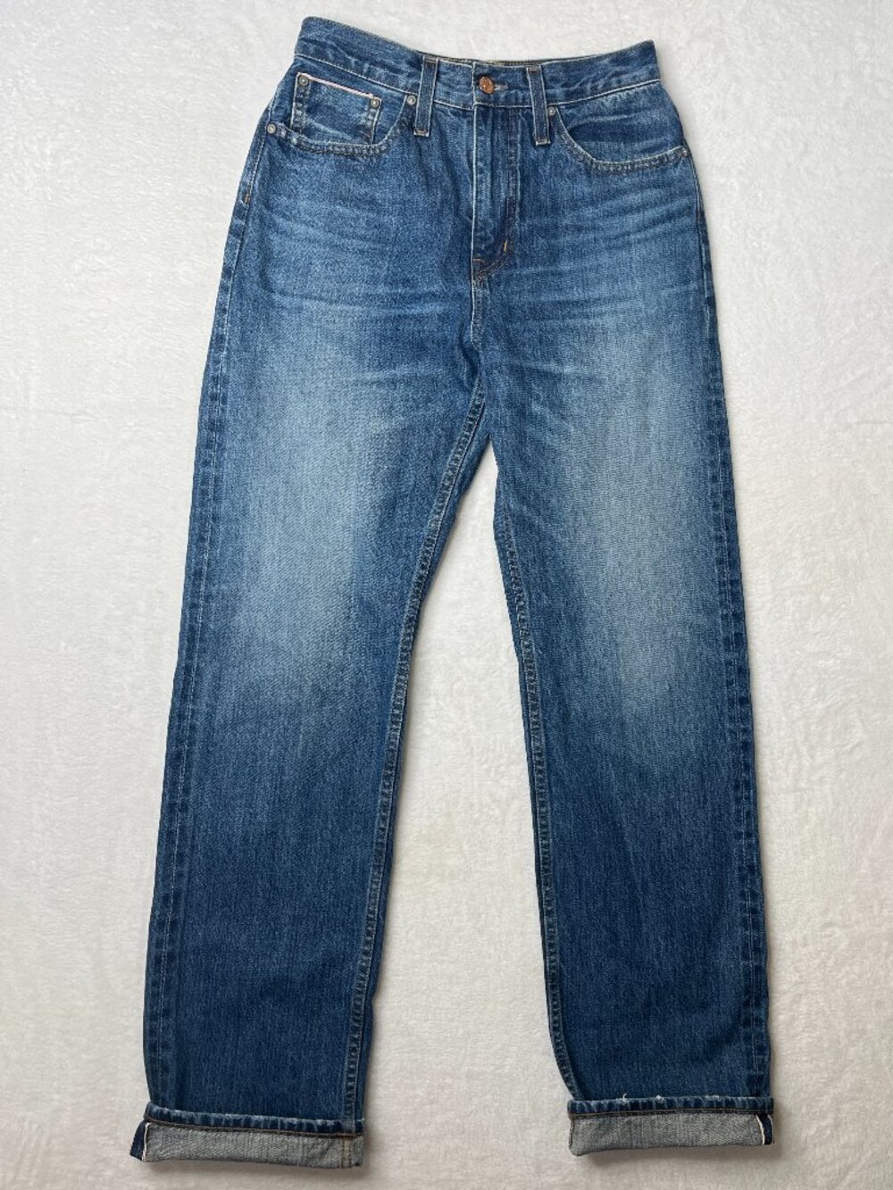 Point Sur J.Crew Selvedge Denim Made in USA Med Wash sz 26 High Waisted Preppy